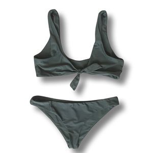 ZAFUL dark forest green, front tie bikini (M)